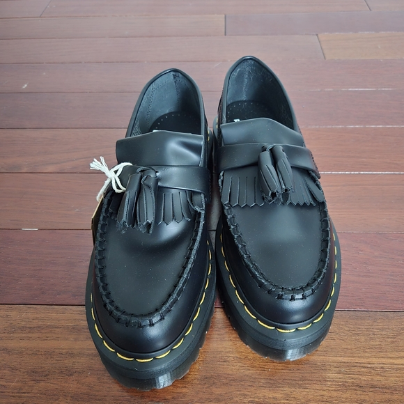 Dr. Martens Shoes - Dr. Martens Adrian Bex Smooth Leather Black Tassel Loafers